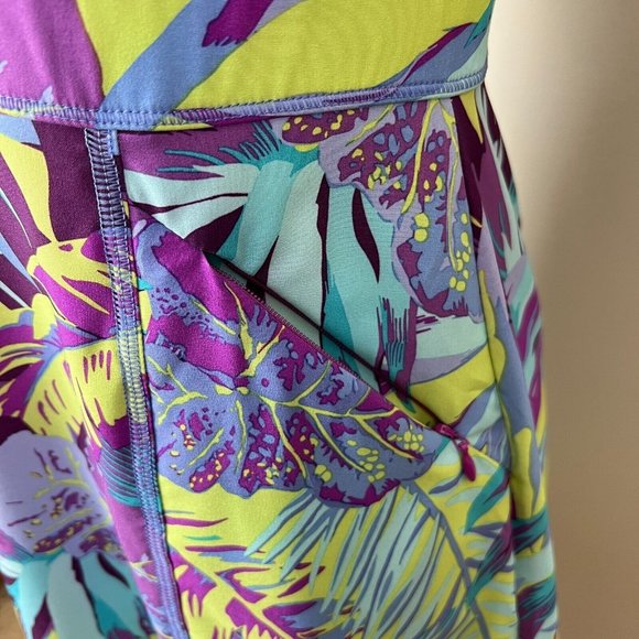 Title Nine Trouble Nimblene Dress‎ 4 Multicolor Tropical Built In Bra Zip A-Line - Picture 4 of 13